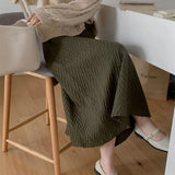 KANING Design Sense Autumn And Winter Long Knitted Skirt Women Loose Waist Solid Color A Word Texture Half Skirt