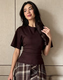 Sexy Slim Slim Thin Round Collar Solid Color Short-Sleeved Women's T-Shirt Summer Tie With Waist Pure Desire Casual T-Shirt Top Girl