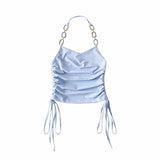 Beauty Back Black Short Chain Hanging Inside And Outside Wearing Sleeveless Slings Small Vest Woman Summer Bare Back Hottie Top