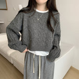 Kaning Fashion Round-Necked Jasmine Knitted Shirt 2026 Autumn And Winter New Blouse With Lazy Wind Sweater