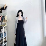 2025 New French Black Sling Dress Women Summer Small Seaside Temperament Slim Dress