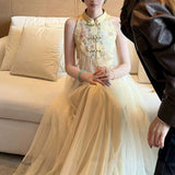 Shake The New Chinese Style Embroidered Dress Women 2026 Summer New French Temperament Screen Yarn Long Skirt