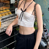 Summer Hottie Sexy Hollow Net Yarn Hanging Neck Sling Vest Women's Design Sense Slimming Top