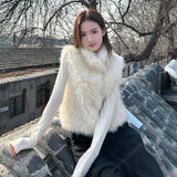 2026 Autumn And Winter High-End Light Luxury Imitation Goat Woolen Cotton Vest Women's Short Hairy Coat Top