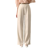 South Korea Spring And Autumn Simple Niche Commute High-Rise Thin Double Pocket Hanging Straight Slacks