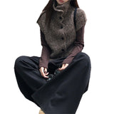 LEKA Korean Version Of The Fashion High-Collar Knitted Vest Women Wear 2026 New Lazy Wind Folding Sweater Vest