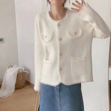 Korean Version Of Small Fragrant Sweater Coat Women Autumn Loose Lazy Wind So Imitation Sting Velvet Knitted Cardigan Shirt Top Woman