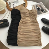 Purely Sexual Wrinkled A-B-Packed Hip Dress Girl Summer 2025 Korean Version Of The Sling Sling Vest Babes Dress