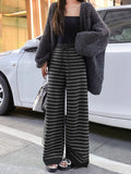Korean Slack Lanky Striped Knitted Casual Pants Women Autumn And Winter Low-Rise Hanging Feeling Thin Broad Legs Loose Trousers Women