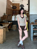 Korean Sweet T-Shirt Girl Summer New Two Strapped Hanging Neck Sling Design Snowflake Bamboo Cotton Blouse