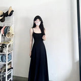 2025 New French Black Sling Dress Women Summer Small Seaside Temperament Slim Dress