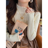 KANING Simple Half-High Collar Knitted Bottom Shirt Women 2026 Autumn And Winter Soft Long Sleeves With Sweater Top