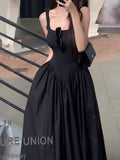 French Tea Break Hanging Dress Women's Summer 2025 New High-End Temperament To Show Thin Black Long Dress
