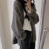 KANING Solid-Colored Large Pocket Knitted Cardigan 2026 Autumn New Lazy Sweater Jacket