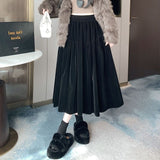 Korean Version Of Black Velvet Half-Dress Girl Small Man With High Waist Long A-Shaped Skirt Autumn And Winter Design Sense Croatous Umbrella Skirt