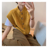 2026 Autumn Solid Color Round Collar Commuting Outside The Button Coarse Needle Silkless Soft Silk Sweater Knitted Vest