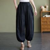 Summer Thin Art Cotton And Cotton Pure Lantern Trousers Women's New Loose Leisure Strand Radishes
