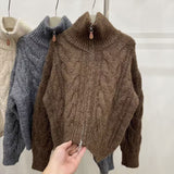 KANING Solid Color Lazy Windy Sweater 2026 Autumn And Winter New Thick Collar Knit Coat Woman