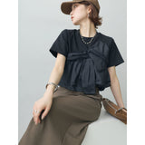 Multiplication Large Quantities Of High-End Women's Cotton Short-Sleeved Shirt Chic White-Collar Breathable Cotton Tops High-End Feel Top