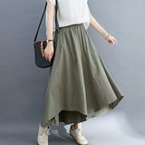 Summer Large-Size Women's Fat Mm Wrinkled Solid Color Pocket Nine-Pointed Trousers Loose Skirts Casual Wind Irregular Broad Leggings