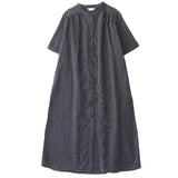 Cotton Plaid Summer Loose Shirt Long Dress Large New Short-Sleeved Summer Shirt Women's Dress