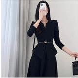Temperament Commuting Style Large-Size Fat Mm High-Rise Long-Sleeved Top Skirt Suit Women Spring And Autumn