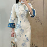 New Chinese Style Plus Velvet Cheongsam Improved Young Print Dress Dress In Autumn And Winter 2025