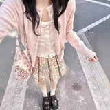 3.16/New On Spring XUAN XIAO JIE Round-Neck Knitted Single-Cuffed Knitted Cardigan Woman