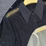European Heavy Industry Hot Diamond Sun Protection Shirt Women's Flip-Flop Thin Cardigan Showing Thin Silk Shirt Top Summer