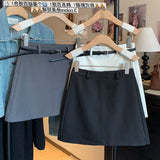 Real Shooting 2026 Spring And Summer Half Skirt Women's A Skirt Pure Color Fashion High-Waist Thin Temperament Short Skirt To Give Belt