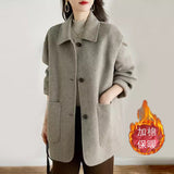 Hairy Coat Women 2026 Autumn And Winter New Korean Version Of The Simple Hair This Coat Single Row Buckle Hepburn Wind Coat Woman