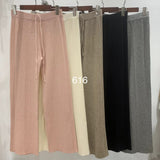 KANING Tight Waist Knitted Broad Leg Pants Women 2026 Autumn New High-Waist Design Feeling Solid Color Knitted Wool Trousers