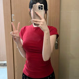 2026 New Gentle T-Shirt Girl Slimming Temperament Commuting Niche Design Sense Korean Women's Top