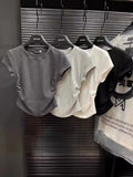 Ins Hot Girls Pure Want To Collect Waist T-Shirt Short-Sleeved Women Summer Korean Version Of Solid Color Bottom Jacket Body Short-Sleeved Top Woman Tide