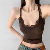 Sexy Pure Lust U-Neck Lace Vest Female Summer Personality Short-Scaring Sling Inside The Top Of The Coat