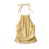 Spice Girls Summer Striped Vest Hanging Back Folded Short Slings Outside To Wear Clothes