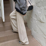KANING Crotch Knitted Broad-Legged Trousers Women 2026 Autumn And Winter High Waist Hanging Mop Lengthened Leisure Straight Pants