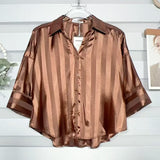 Temperament 2026 Summer New Loose Striped Casual Collar Short-Sleeved Shirt Women's Top