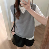 KANING Autumn New Folded Loose Retro Knitted Vest Women 2026 Autumn Dress Korean Version Of The Sweater Vest Women