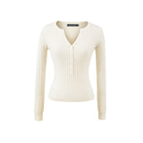 Sweater Women's Autumn/Winter Slot High-End Sleeve Long Sleeve V-Necked Knitted Women's Sweater