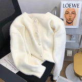 Kaning Milk White Imitation Water Velvet Sweater Coat 2026 Autumn And Winter New Loose Lazy Wind Knitted Open Shirt