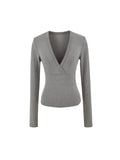 Pure Wind Cutting Line Cashmeal Blouse Slimming Shirt Design Sense Niche Top