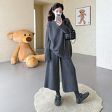 KANING Pregnant Women's Fascin Swollen Sweater Loose Large Version Of Meat Masked Nine-Point Broad Leg Trousers Thin Casual Sweater Set