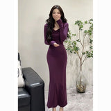 Style Of The Royal Sister Cardigan Sling Dress Two Sets Of Women's Dress 2025 New Summer Body-In-The-Fishtail Dress