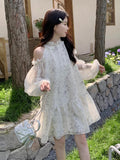 French Broken Flower Lantern Sleeve Dress Women's Summer 2025 New Small Super-Looking Sweet Short Skirt
