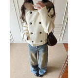 [Warm Up 450G French Double Buckle Coat Women Autumn And Winter New Woolen Hooded Top Woman