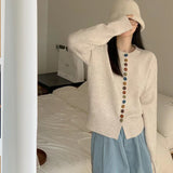 KANING Design Single Rehearsal Buckle Knitted Cardigan Women 2026 Autumn New High-End Sense Age-Retro-Altying Sweater Outside