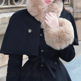 English Drama Little Witch Plutocracy Thousand Gold Wind Removable Cloaked Wooled Wooled Coat 2025 Winter