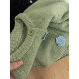 KANING Milk Green Gentle Wind High-End Knitted Cardigan Women 2026 Autumn And Winter New Small Sweater