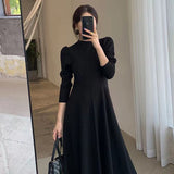 Black Dress Round Neck Long Sleeve Korean Version Of The New Autumn 2025 Sexy Temperament To Show The Skinny Dress